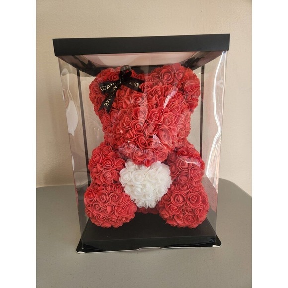 Madame Rosette Medium Rose Teddy Bear Styrofoam Roses Valentine's Day Gift - Picture 10 of 10
